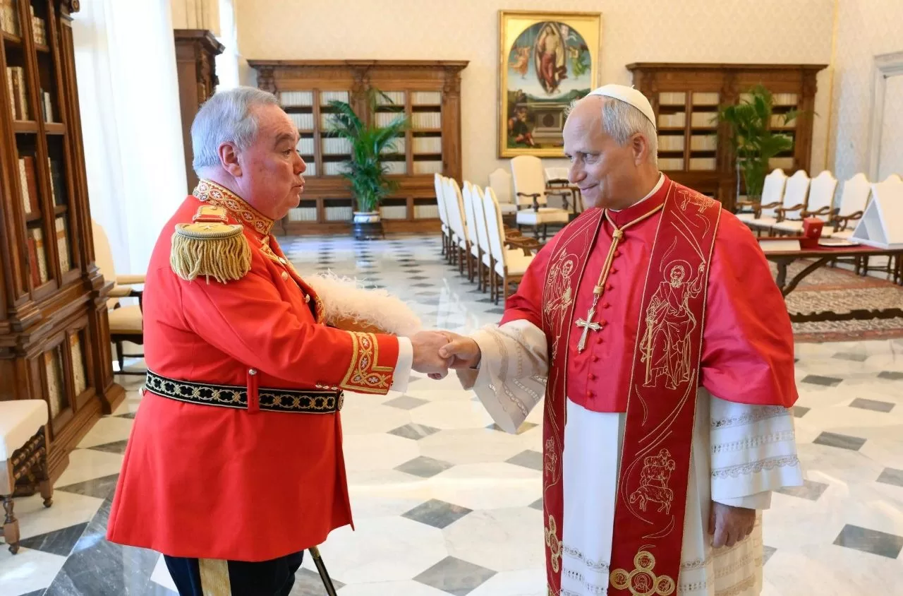 Popiežius Leonas XIV ir Maltos ordino didysis magistras Fra’ Johnas T. Dunlapas